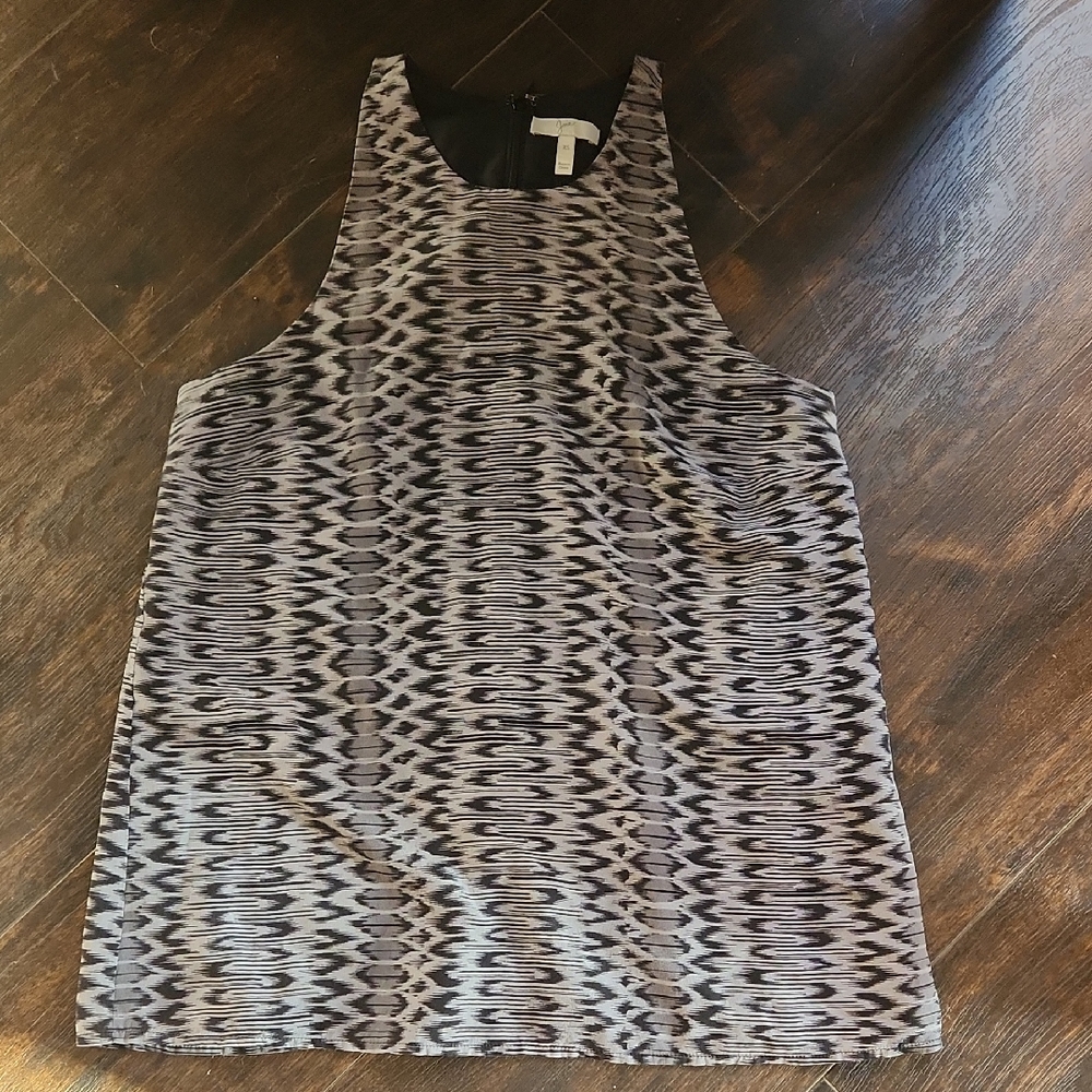 🛒 JOIE Brighton tank S tribal print racerback black+gray silk sleeveless top